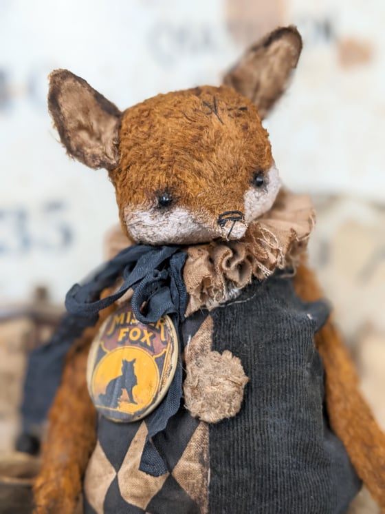 Image of MISTER FOX - 8.5" Vintage Style FOX in distressed romper by Whendi's Bears.