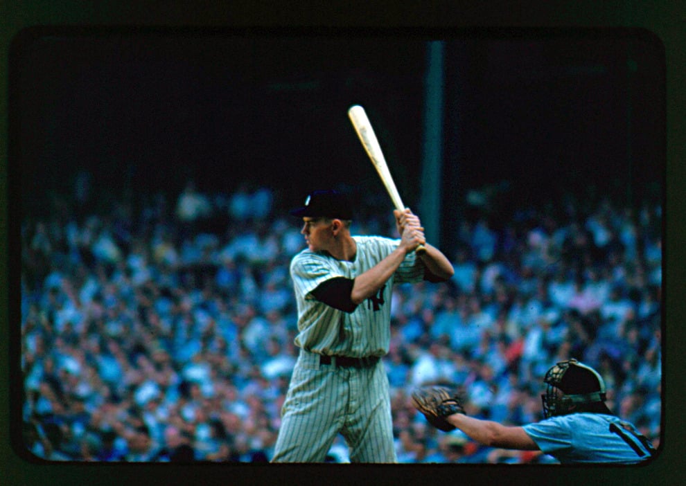 Image of Mickey Mantle Era Yankee At the Bat