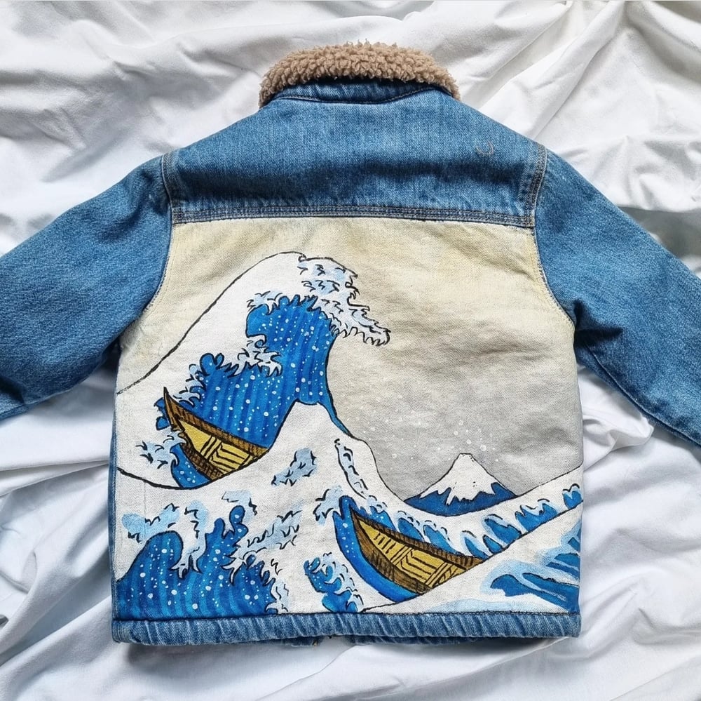 Hand Painted Hokusai Denim - Kids