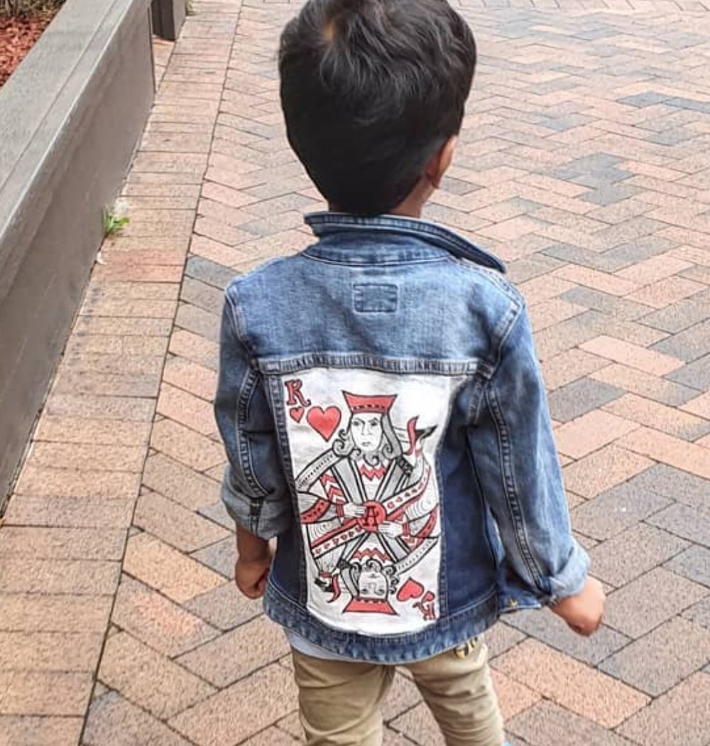 Hand Painted King of Hearts Denim - Kids
