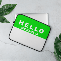 Image 3 of HELLO MY NAME IS  Laptop Sleeve  GREEN