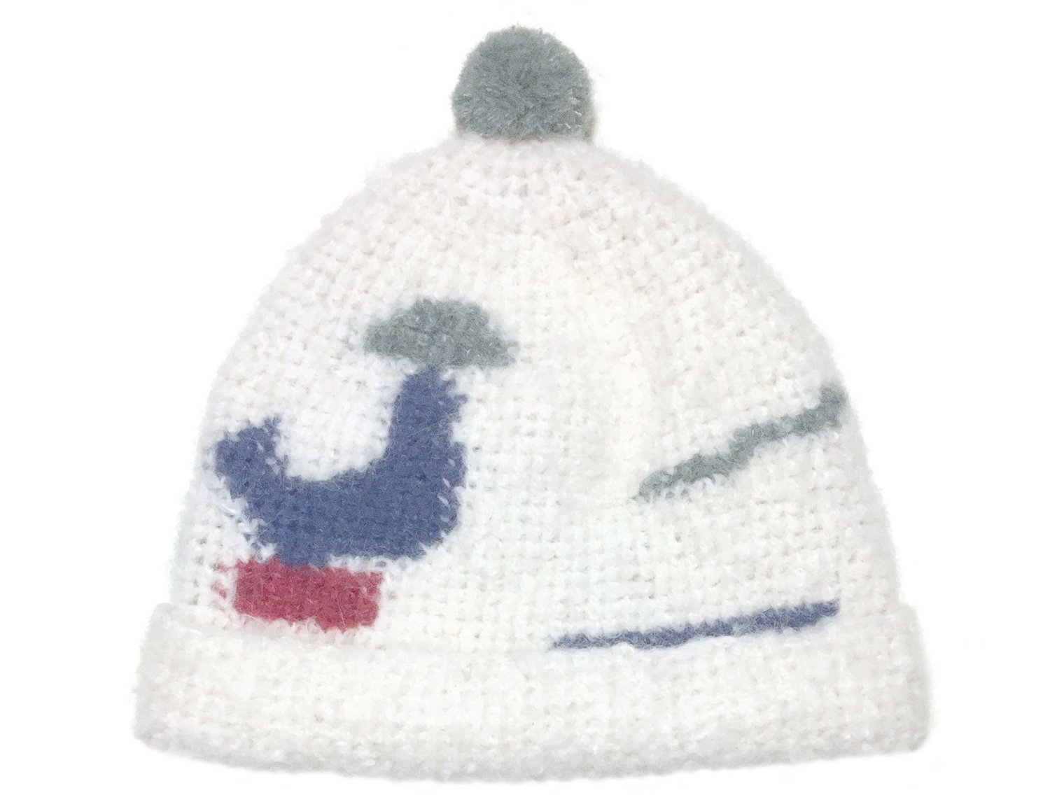 Image of WHITE MOHAIR CAP WITH COLOR SHAPES