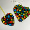Mosaic fused glass heart 