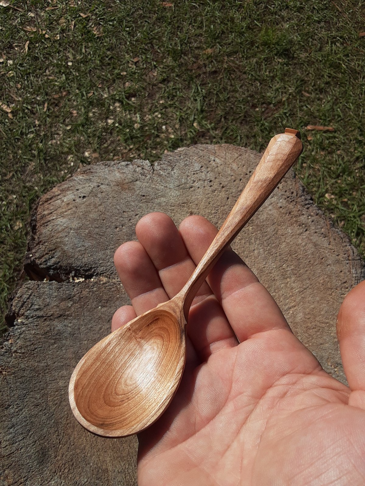 Image of Handcarved black cherry eating spoon!