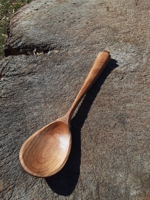 Image of Handcarved black cherry eating spoon!