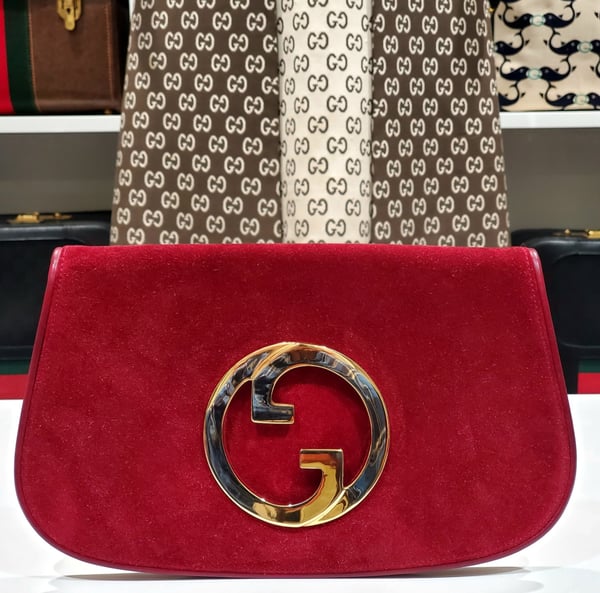 Image of Vtg Gucci "RARE" Red Suede Blondie Clutch 