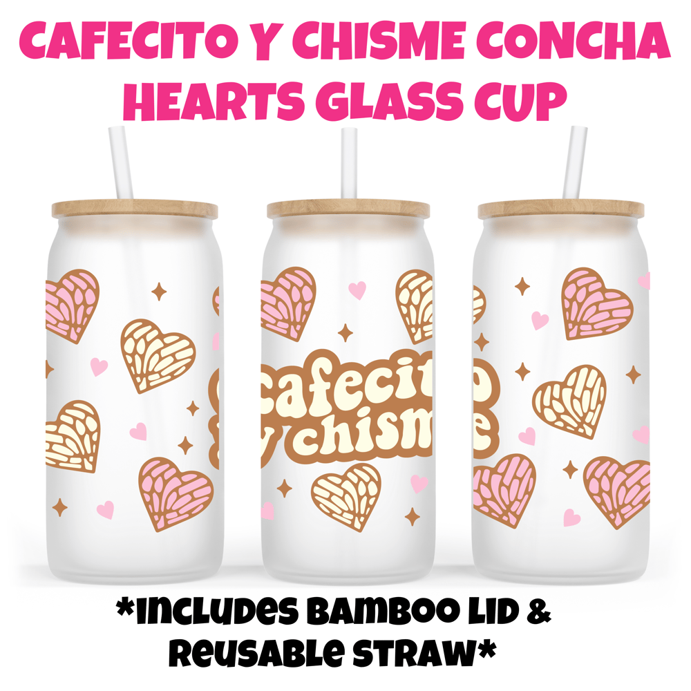 Image of Cafecito Y Chisme Glass Cup💖
