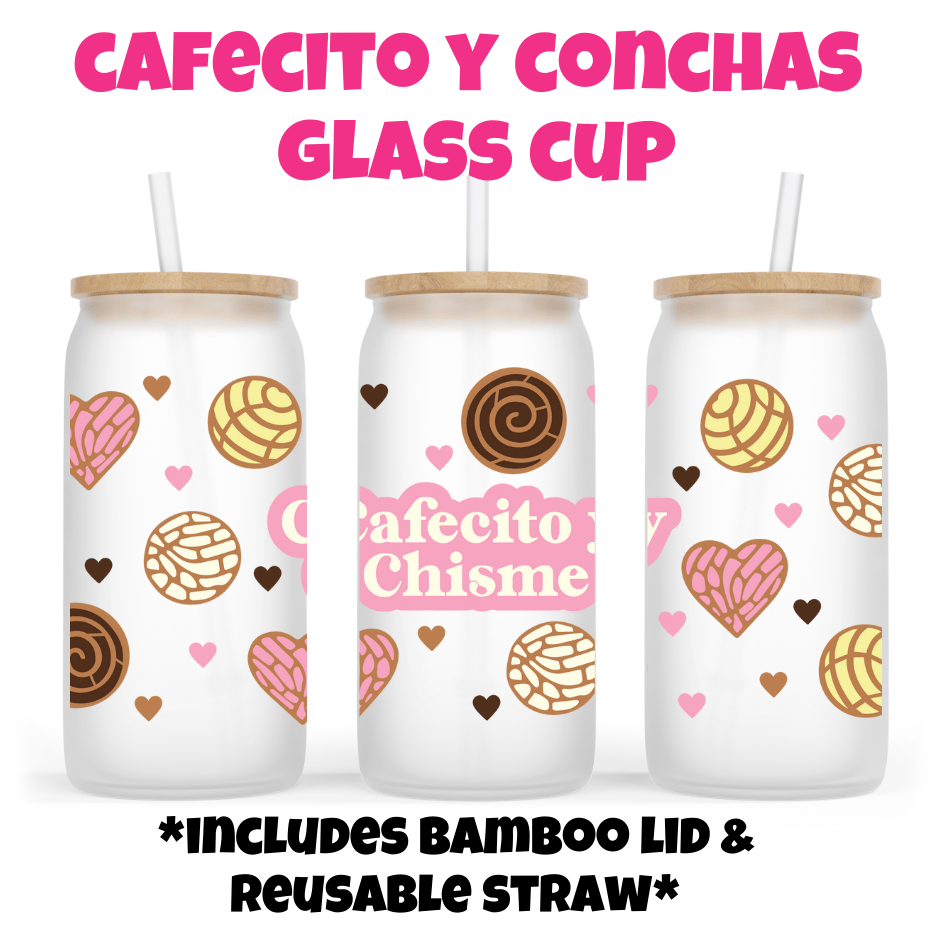 Image of Cafecito y Conchas Glass Cup💖