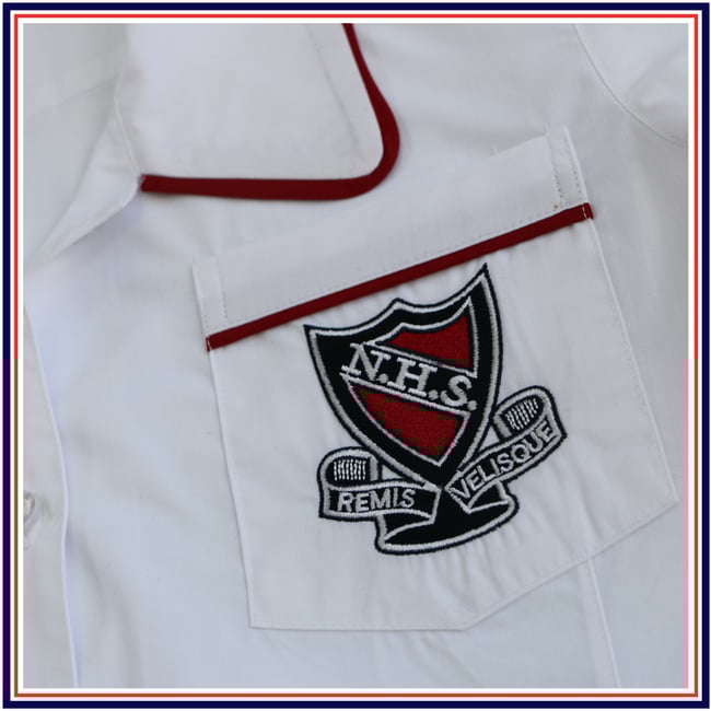 NHS Junior Girls White Blouse Red Piping $36.95