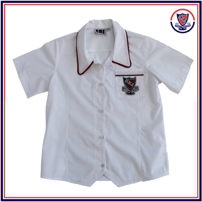 NHS Junior Girls White Blouse Red Piping $36.95