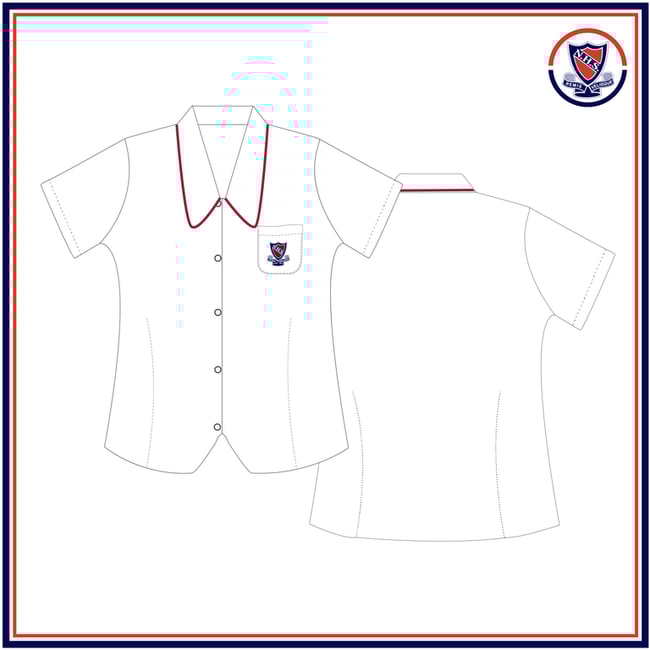 NHS Junior Girls White Blouse Red Piping $36.95