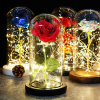 LED Enchanted Galaxy Rose Eternal 24K Gold Foil Flower With Fairy String Lights 