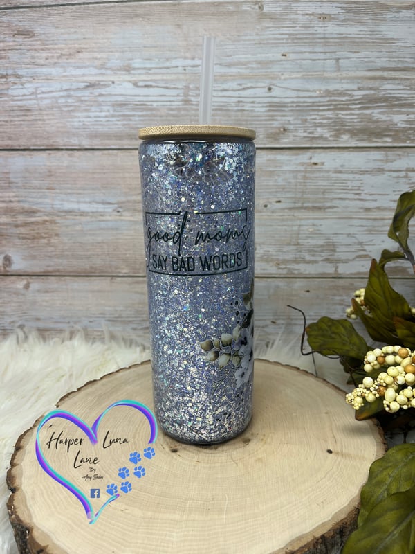 Image of 25oz Good Moms Say Bad Words  Glass Tumbler 