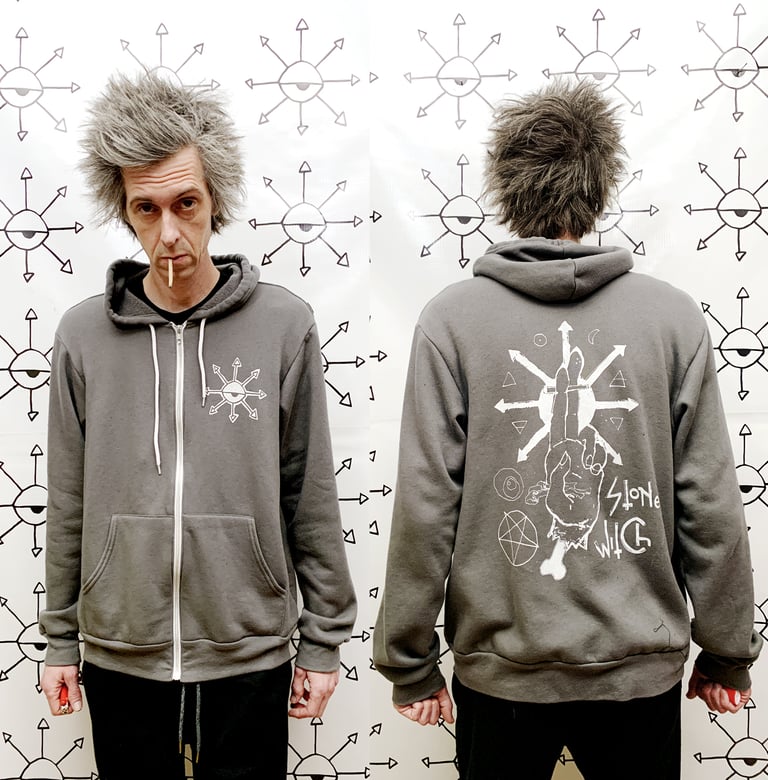 Stoner Witch HOODIE WHITE on GRAY