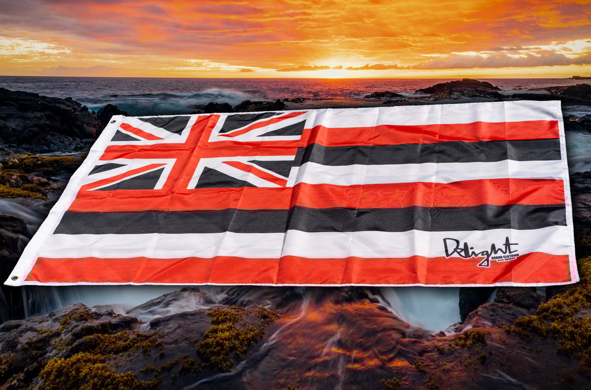 Red/White/Black Hawaiian Flag - 2.95 Feet x 4.95 Feet
