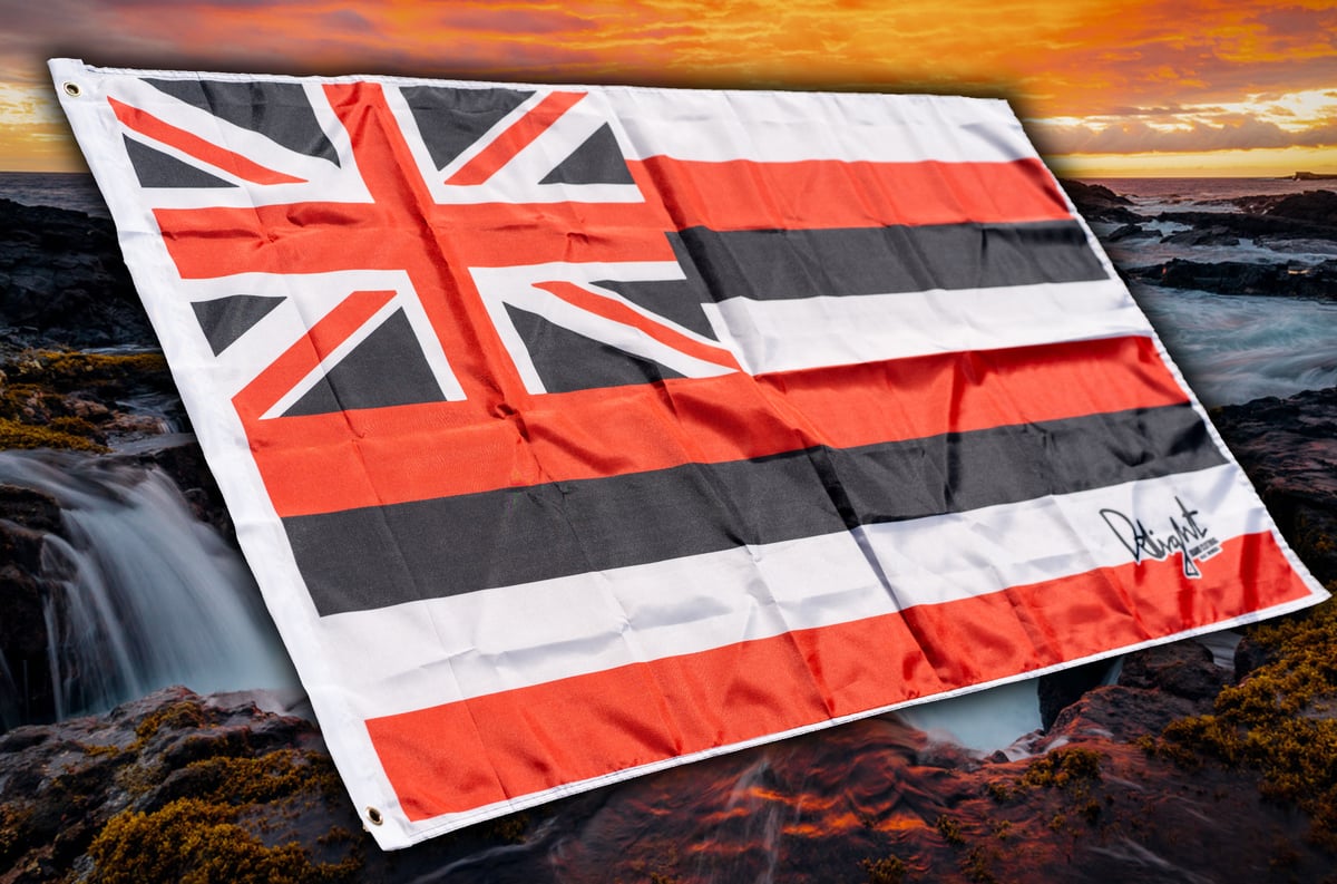 Red/White/Black Hawaiian Flag - 2.95 Feet x 4.95 Feet