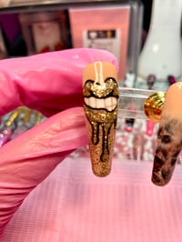 Image 3 of  ALL HAND PAINTED 🎨CHEETAH PRINT BITEING LIP HEART DESIGN 