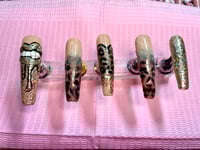 Image 4 of  ALL HAND PAINTED 🎨CHEETAH PRINT BITEING LIP HEART DESIGN 