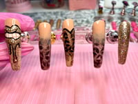 Image 2 of  ALL HAND PAINTED 🎨CHEETAH PRINT BITEING LIP HEART DESIGN 