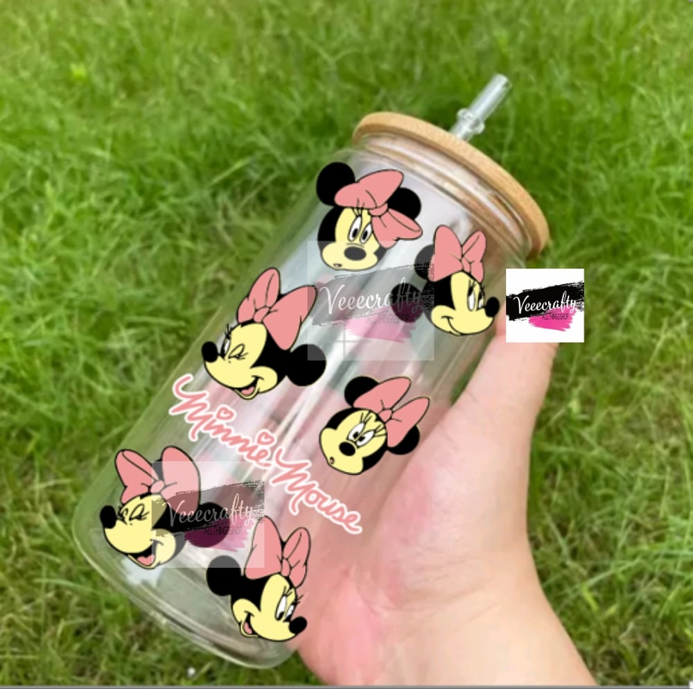 Image of Mickey & Minnie glass cans 2 styles available 