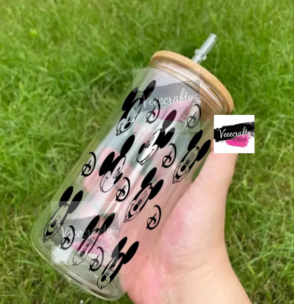 Image of Mickey & Minnie glass cans 2 styles available