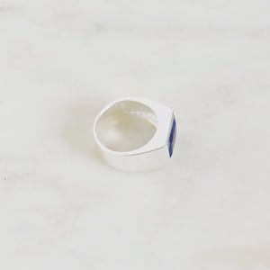 Image of Sodalite rectangular cut wide band silver ring no.2