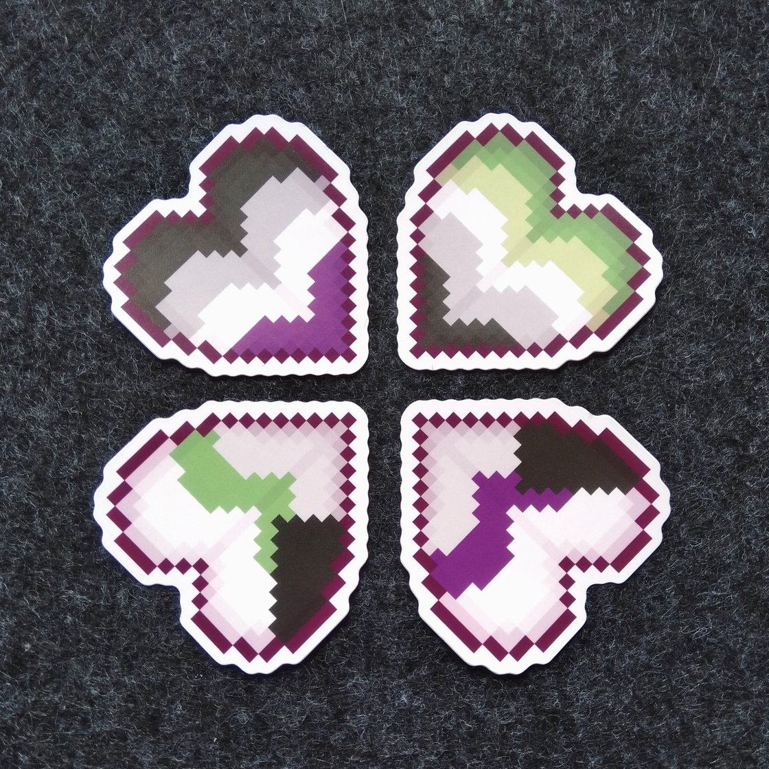 Image of [Clearance] Pixel Pride Heart Plain Vinyl Stickers 