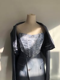 Image 3 of Silver Blue Three Piece Skirt Suit