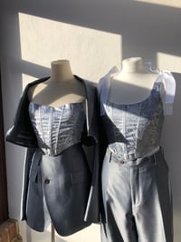 Image 2 of Silver Blue Three Piece Skirt Suit