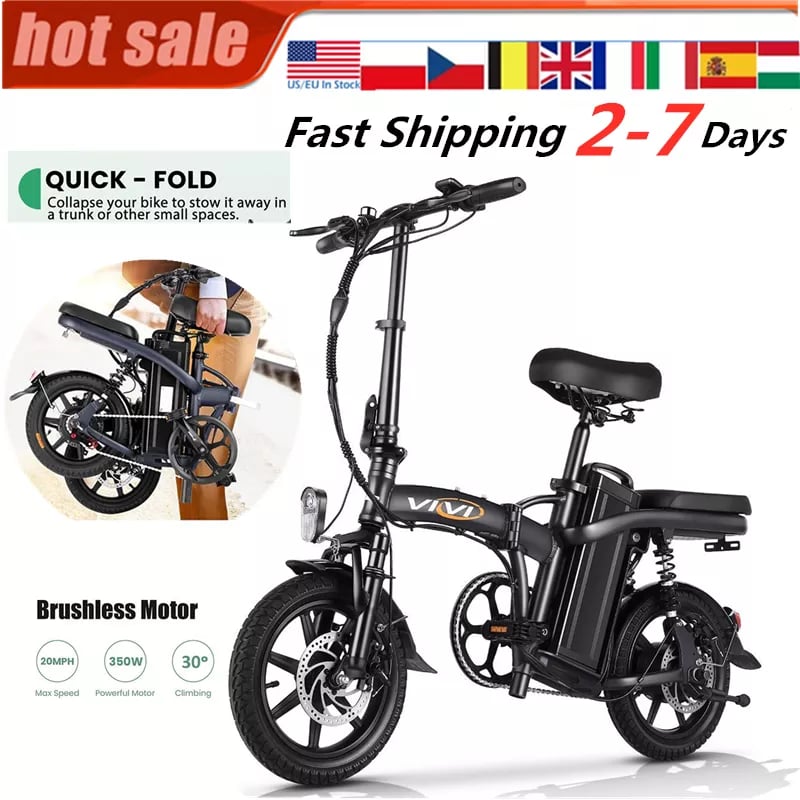 Vivi 48V 350W Electric Folding Bike Commuter Bicycle Foldable E-Bike ...