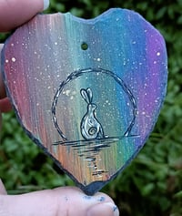 Image 2 of Moon bunny on slate heart