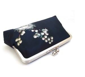 Image of Meadowsweet flower, silk clutch bag with optional chain handle