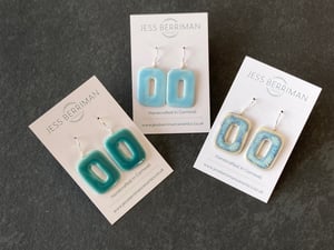 Image of Turquoise Square Retro Earrings