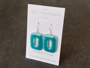 Image of Turquoise Square Retro Earrings