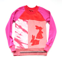 Image 2 of pink red rabbits year of the rabbit bunny tiedye patchwork 14 shirt top courtneycourtney longsleeve 