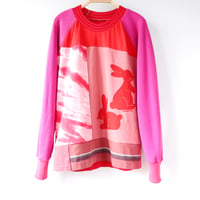 Image 1 of pink red rabbits year of the rabbit bunny tiedye patchwork 14 shirt top courtneycourtney longsleeve 