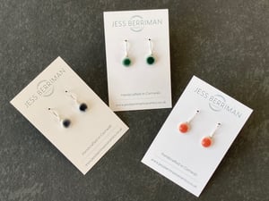 Image of Grey Denim round Drop Earring