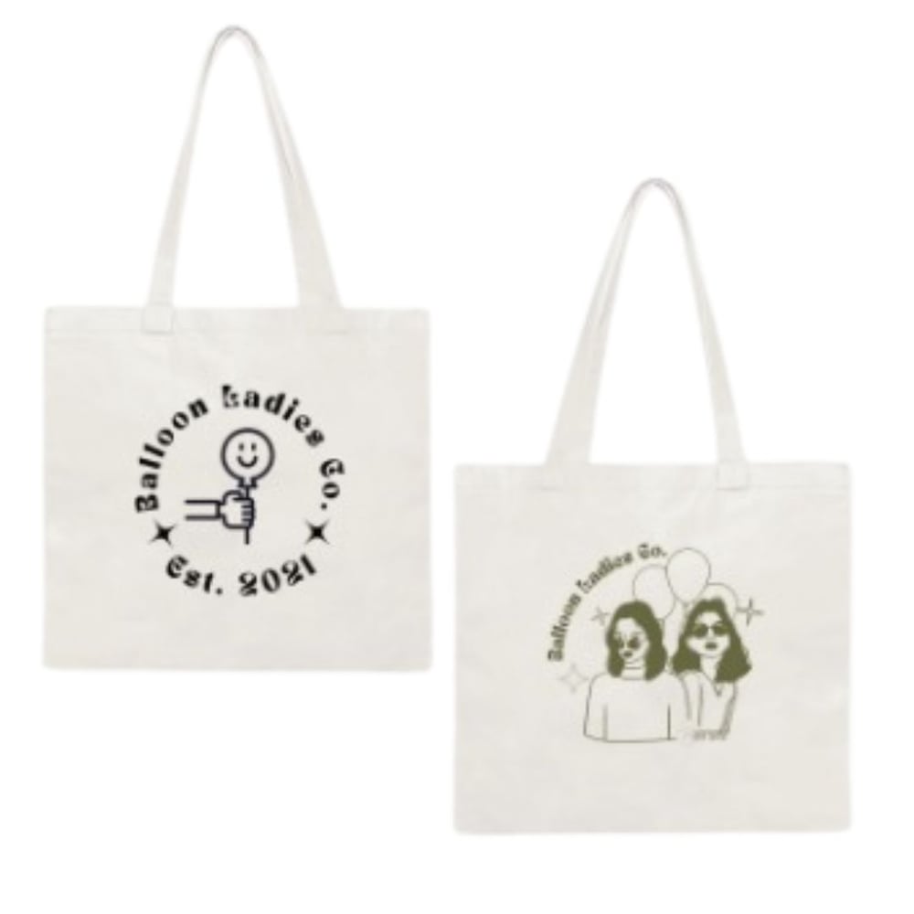 Image of Balloon Ladies Co.-White Logo Canvas Tote Bag