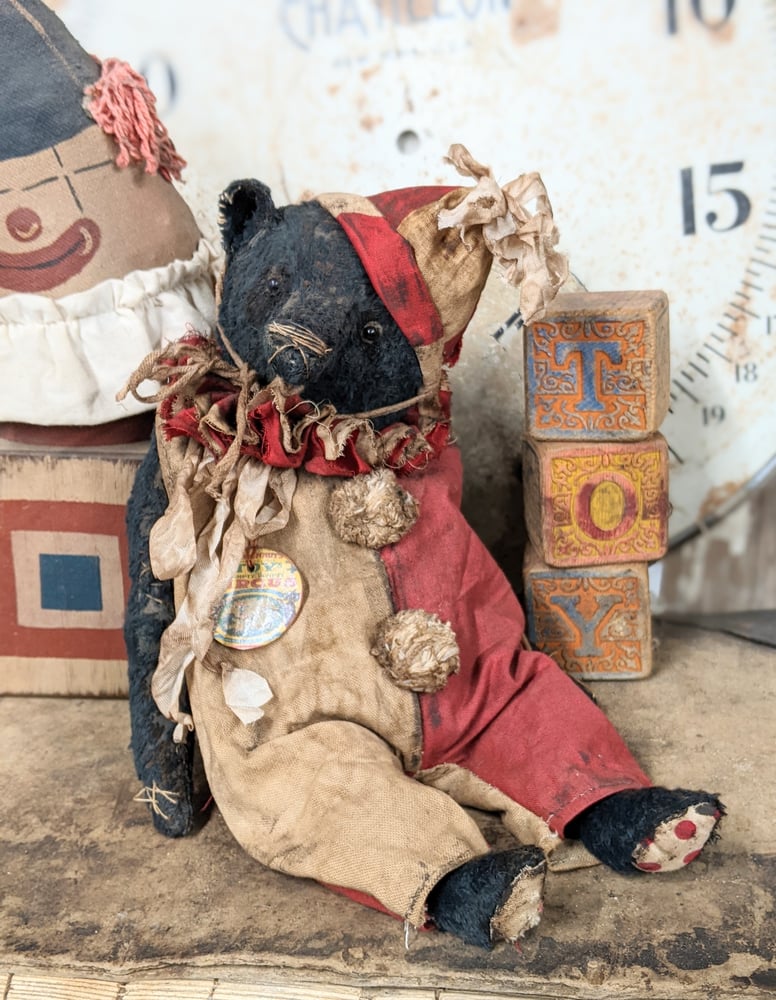 Image of Big 10.5" - Schoenhut Toy BLACK Bear - Vintage Antique style carnival Teddy Bear by Whendi Bears