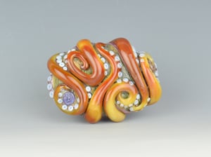 Image of XXXL. Sunset Ghee Octopus - Flamework Glass Sculpture Bead