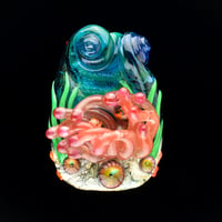 Image 1 of XXL. Watermelon Anemone with Clownfish - Flamework Glass Sculpture