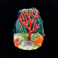 Image 2 of XXL. Watermelon Anemone with Clownfish - Flamework Glass Sculpture