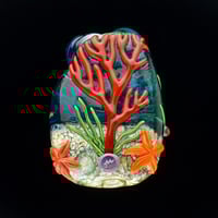 Image 2 of XXL. Watermelon Anemone with Clownfish - Flamework Glass Sculpture
