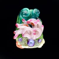 Image 1 of XXL. Clownfish Family in a Pale Purple Anemone - Flamework Glass Sculpture 