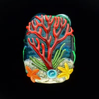 Image 2 of XXXL. Parrot Green Anemone with Clownfish - Flamework Glass Sculpture