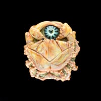 Image 1 of XL. Pale Streaky Coral Crab - Flamework Glass Sculpture Bead