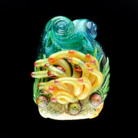 Image 1 of XXXL. Milky Beeswax Anemone with Clownfish Family - Flamework Glass Sculpture