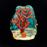 Image 2 of XXXL. Milky Beeswax Anemone with Clownfish Family - Flamework Glass Sculpture