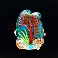 Image 2 of XXL. Bright Pink Anemone with Clownfish - Flamework Glass Sculpture