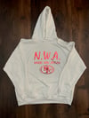 N.W.A. WHITE HOODIE, METALLIC RED LETTERS 